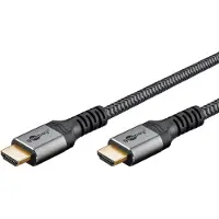 Goobay 65260 Plus Series Câble HDMI Ultra High-Speed, 1 m, noir-argent - 8K/60Hz