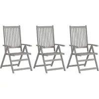vidaXL : 3 chaises de jardin réglables avec coussins, en bois d'acacia massif
