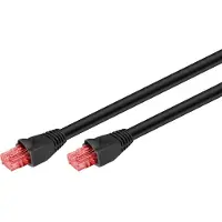 Goobay 55432 Câble patch CAT 6 Outdoor, U/UTP, noir, 10 m - matériau cuivre, gaine extérieure PE