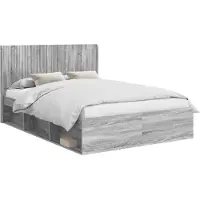 vidaXL : Ensemble de lit avec rangement et tête de lit, 3 pièces, en panneaux de particules