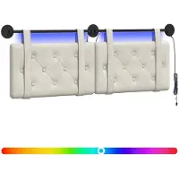 vidaXL Tête de lit suspendue avec éclairage LED, velours crème