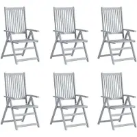 vidaXL Chaises de jardin réglables 6 pcs. avec coussins en bois massif d'acacia