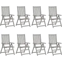 vidaXL Chaises de jardin réglables avec coussins 8 pcs. Gris acacia