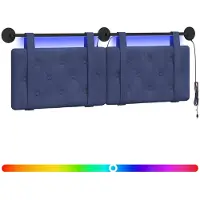 vidaXL Tête de lit suspendue avec éclairage LED, bleu police, velours