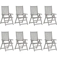 vidaXL Chaises de jardin réglables avec coussins 8 pcs. Gris acacia