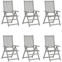 vidaXL Chaises de jardin réglables 6 pcs. avec coussins en bois massif d'acacia
