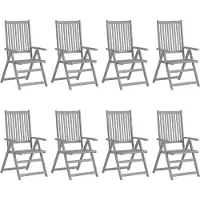 vidaXL Chaises de jardin réglables avec coussins 8 pcs. Gris acacia