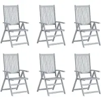 vidaXL Chaises de jardin réglables 6 pcs. avec coussins en bois massif d'acacia