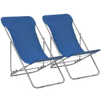 vidaXL Chaises de plage pliantes 2 pcs. acier et tissu Oxford bleu