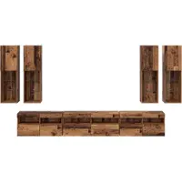 vidaXL Ensemble d'étagères murales pour TV Montage mural 7 pcs Bois de récupération