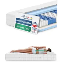 AM Qualitätsmatratzen | Matelas ergonomique 7 zones à ressorts ensachés | 90x220 cm | H2 | 90/220 | Matelas à ressorts | Degré de fermeté H2 | 7 zones | 20 cm d'épaisseur