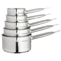 Arthur Martin Ensemble de 5 casseroles - Acier inoxydable - Intérieur satiné gradué - Bec verseur - Compatible tous feux, y compris induction