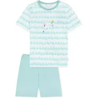 Schiesser Pyjama ' Kids Nightwear ' turquoise / blanc