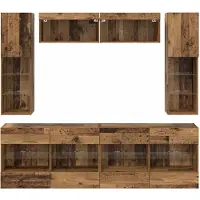 vidaXL Ensemble de meubles muraux pour télévision, 6 pièces, en bois de récupération et en panneaux de particules