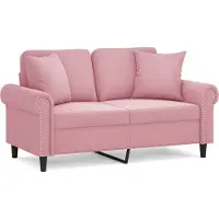 vidaXL Canapé 2 places avec coussins décoratifs rose 120 cm velours