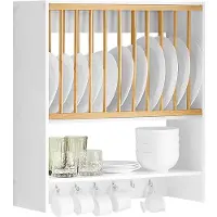 SoBuy Porte-Assiettes Murale avec Étagère à Épices