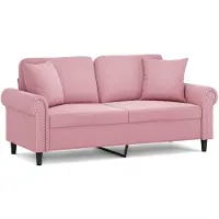 vidaXL Canapé 2 places avec coussins décoratifs rose 140 cm velours