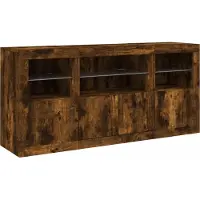 vidaXL Sideboard avec lampes LED chêne fumé 142,5x37x67 cm