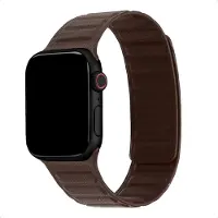 Accezz Bracelet en cuir véritable magnétique pour Apple Watch | 44/45/46/49 mm - Chocolate Brown