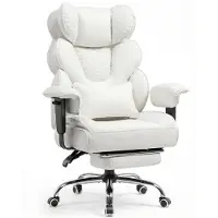 COMHOMA Chaise de gaming ergonomique, chaise de bureau 180 kg, avec soutien lombaire et repose-pieds réglables, design hybride en cuir synthétique et maille, fauteuil de direction