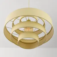 LumenXL Suspension Zavon avec abat-jour en tissu superposé jaune pâle
