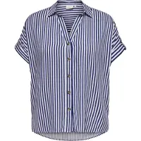 ONLY Carmakoma Chemisier 'CARYasmin' bleu foncé / blanc
