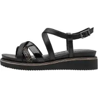 Tamaris Sandales Compensées Cuir - Noir Comb