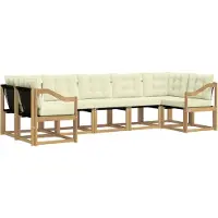 vidaXL Ensemble de canapés d'extérieur avec coussins, 7 pièces, blanc et crème