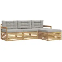 vidaXL Ensemble de canapés d'extérieur , 4 pièces, polyester blanc et gris clair