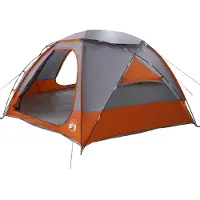 vidaXL Tente dôme pour 8 personnes, gris et orange, avec protection pluie amovible