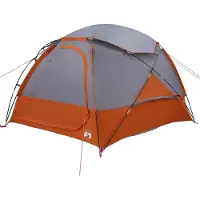 vidaXL Tente dôme pour 4 personnes, gris et orange, avec protection pluie amovible