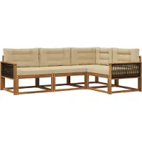 vidaXL Ensemble de canapés d'extérieur avec coussins 4 pièces Nature et Beige