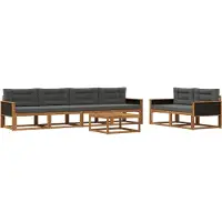 vidaXL Ensemble de canapés d'extérieur avec coussins 7 pièces Nature et Anthracite