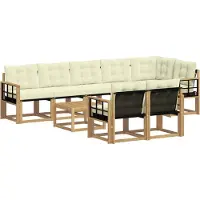 vidaXL Ensemble de salon de jardin 9 pièces, blanc et crème