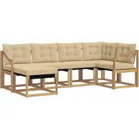 vidaXL Ensemble de canapés d'extérieur avec coussins, 6 pièces, blanc et beige