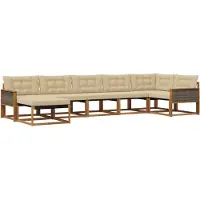 vidaXL Ensemble de canapés d'extérieur avec coussins 7 pièces Nature et Beige