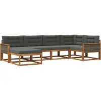 vidaXL Ensemble de canapés d'extérieur avec coussins 6 pièces Nature et Anthracite