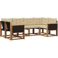 vidaXL Ensemble de canapés d'extérieur avec coussins 6 pièces Nature et Beige