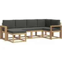 vidaXL Ensemble de salon de jardin 6 pièces, blanc et anthracite, en polyester