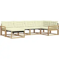 vidaXL Ensemble de canapés d'extérieur avec coussins, 6 pièces, blanc et crème