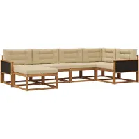vidaXL Ensemble de canapés d'extérieur avec coussins 6 pièces Nature et Beige