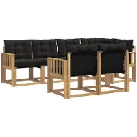 vidaXL Ensemble de canapés d'extérieur avec coussins, 7 pièces, blanc et noir