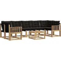 vidaXL Ensemble de canapés d'extérieur avec coussins, 8 pièces, blanc et noir