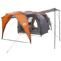 vidaXL Tente tunnel pour 4 personnes, gris et orange