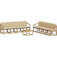 vidaXL Ensemble de canapés d'extérieur avec coussins, 9 pièces, blanc et beige