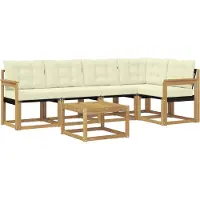 vidaXL Ensemble de canapés d'extérieur avec coussins, 6 pièces, blanc et crème