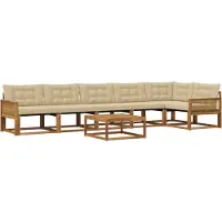 vidaXL Ensemble de canapés d'extérieur avec coussins 7 pièces Nature et Beige
