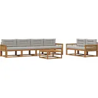vidaXL Ensemble de canapés d'extérieur avec coussins, 7 pièces, couleur naturelle et gris clair