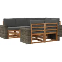 vidaXL Ensemble de canapés d'angle avec coussins (7 pièces), couleur nature et anthracite