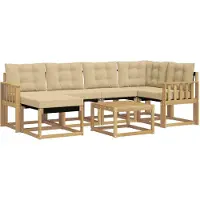 vidaXL Ensemble De Canapés D'extérieur 7 Pcs Blanc Et Beige